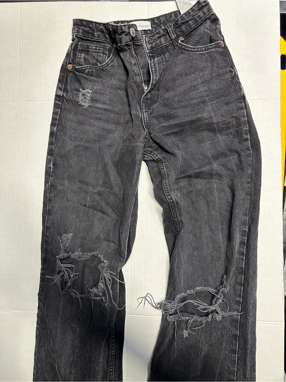 Zara Black Distressed Relaxed Women's Jeans